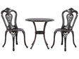 Bistro Set Brown Aluminium Garden Outdoor 2 Seater Table  65 cm 2 Chairs Vintage Beliani