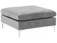 Ottoman Grey Velvet Top-Pillow Seat Silver Metal Legs Glamour Style Beliani