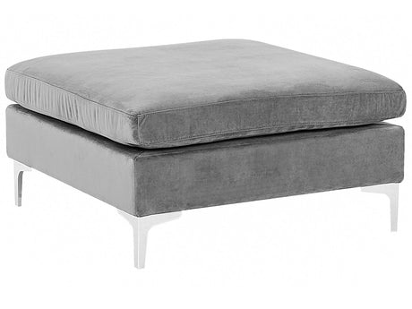 Ottoman Grey Velvet Top-Pillow Seat Silver Metal Legs Glamour Style Beliani