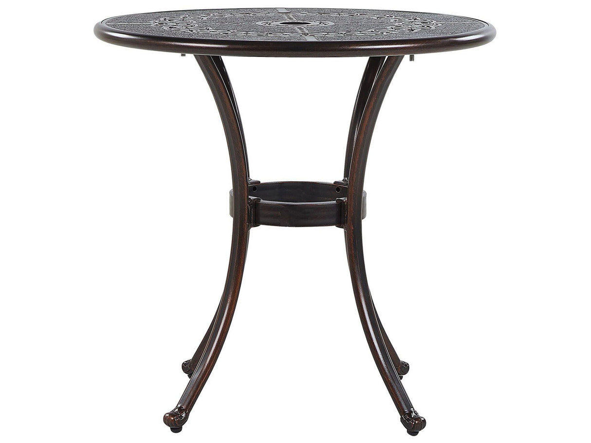 Garden Dining Table Brown Aluminium Round  65 cm Outdoor Vintage Beliani