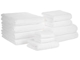 Set of 11 Towels White Cotton Low Twist Guest Hand Bath Towel Bath Sheet and Bath Mat Beliani