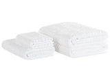 Set of 4 Towels White Cotton Low Twist Guest Hand Bath Towels and Bath Sheet Beliani