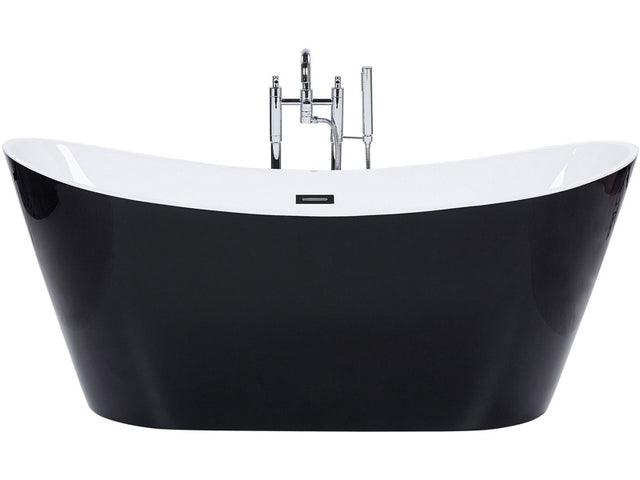 Bath Black with Silver Sanitary Acrylic Single 150 x 75 cm Freestanding Modern Beliani