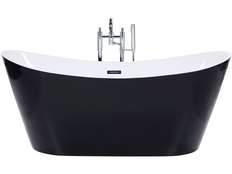 Bath Black with Silver Sanitary Acrylic Single 160 x 76 cm Freestanding Modern Beliani