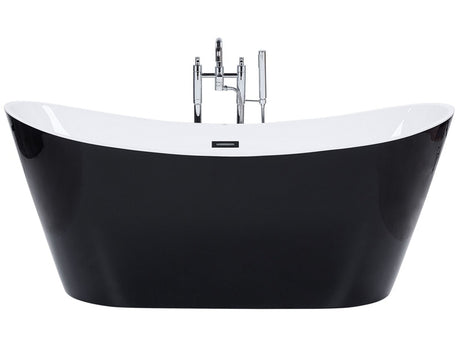 Bath Black with Silver Sanitary Acrylic Single 180 x 78 cm Freestanding Modern Beliani