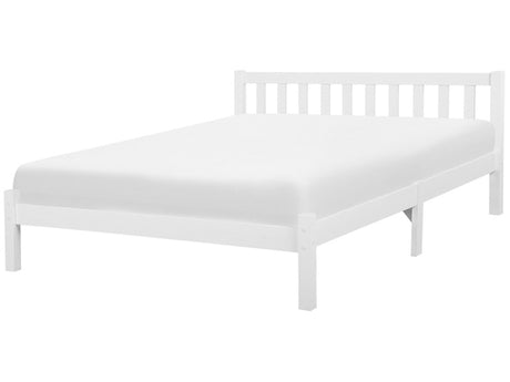 Bed Frame White Pine Wood 180 x 200 cm EU Super King Size 6ft Slatted Beliani