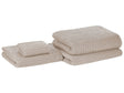 Set of 4 Towels Beige Cotton Zero Twist Guest Hand Bath Towels and Bath Mat Beliani