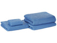 Set of 4 Towels Blue Cotton Zero Twist Guest Hand Bath Towels and Bath Mat Beliani