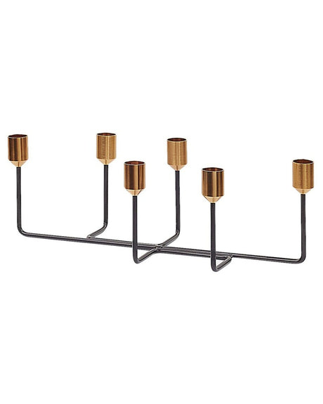 Candle Holder Black and Gold Metal Stand for 6 Candles Modern Decoration Beliani