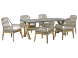 Garden Dining Set Grey Concrete Table 6 Beige Wicker Propylene Chairs Modern Design Beliani