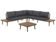 Corner Sofa Garden Set Grey and Brown Acacia Wood 5 Seater with Coffee Table Beliani