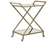 Kitchen Trolley Gold Metal Frame Mirrored Tops Glamour Bar Cart with Lockable Castors Beliani