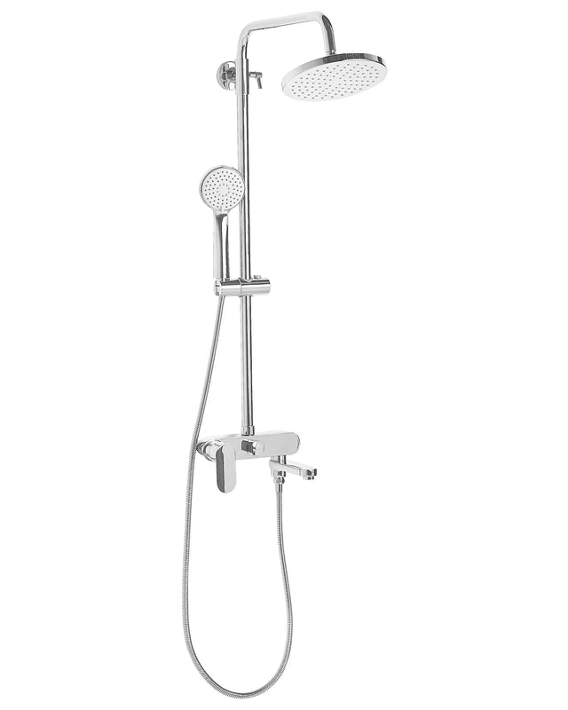 Mixer Shower Set Silver Brass with Rain Function Gloss Finish Glamour Modern Beliani