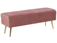 Bench Pink Velvet Upholstered Gold Metal Legs 118 x 40 cm Glamour Living Room Bedroom Hallway Beliani