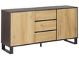 Sideboard Light Wood with Black Chest of Drawers Cabinet Storage Unit Bedroom Living Room Beliani
