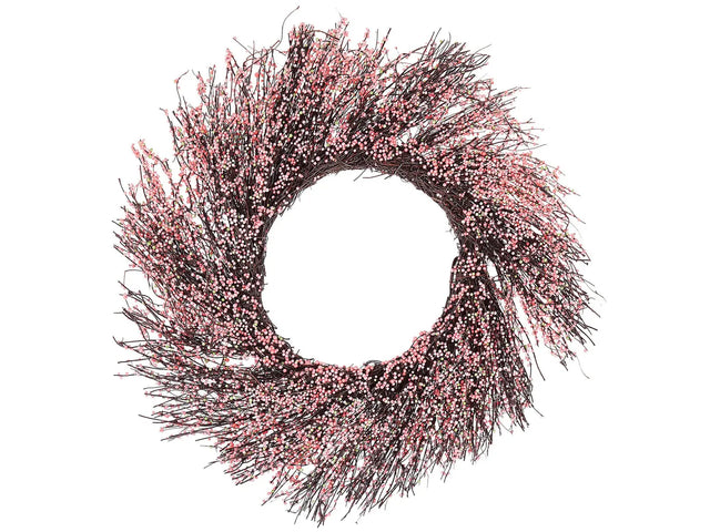 Door Wreath Pink Handmade Decorative Artificial Flower Round 50 cm Table Wall Dcor Traditional Rustic Style Beliani