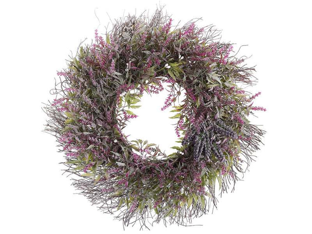 Door Wreath Purple Handmade Decorative Artificial Flower Round 50 cm Table Wall Décor Traditional Rustic Style Beliani