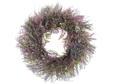 Door Wreath Purple Handmade Decorative Artificial Flower Round 50 cm Table Wall Dcor Traditional Rustic Style Beliani