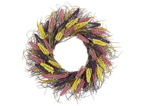 Door Wreath Multicolour Handmade Decorative Artificial Flower Round 50 cm Table Wall Décor Traditional Rustic Style Beliani