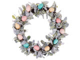 Easter Door Wreath Multicolour Handmade Artificial Leaves Decorative Eggs Round 50 cm Table Wall Dcor Traditional Rustic Style Beliani