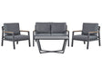 Outdoor Sofa Set Dark Grey Aluminium Frame Couch Armchairs with Polyester Cushions Coffee Table Modern Design Beliani