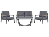 Outdoor Sofa Set Dark Grey Aluminium Frame Couch Armchairs with Polyester Cushions Coffee Table Modern Design Beliani