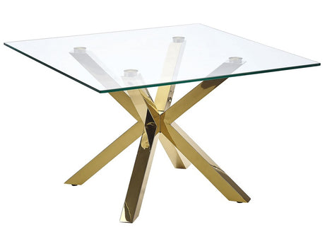 Coffee Table Gold Glass 70 x 70 cm Glossy Metal Legs Modern Square Living Room Bedroom Beliani