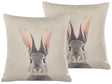 Set of 2 Scatter Cushions Grey Taupe Cotton Animal Prints Square 45 x 45 cm with Insert Easter Decorations Throw Pillows Beliani