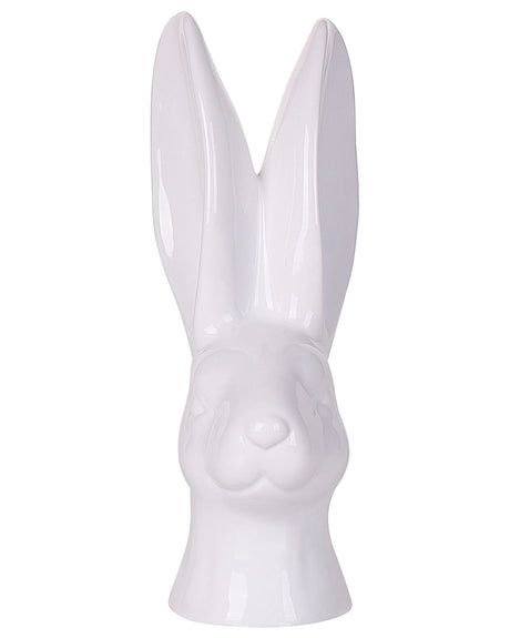 Decorative Figurine White Ceramic Small 26 cm Bunny Head Easter Accent Piece Living Room Decor Beliani