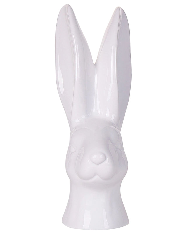 Decorative Figurine White Ceramic Small 26 cm Bunny Head Easter Accent Piece Living Room Decor Beliani