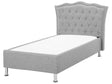 EU Single Size Bed Grey Fabric 3ft Upholstered Frame Nailhead Trim Crystal Buttons Headrest Beliani