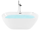 Freestanding Whirlpool Bath White Sanitary Acrylic LED Illuminated Oval Single 170 x 80 cm Modern Design Beliani