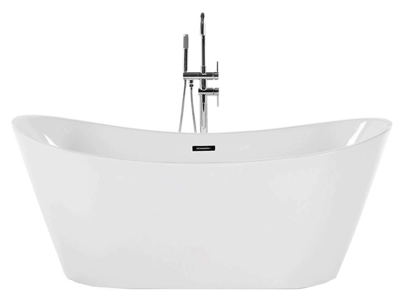 Bath White with Silver Sanitary Acrylic Single 160 x 76 cm Freestanding Modern Beliani