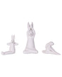 Bunny Figurines White Set of 3 White  Finish Ceramic Easter Handmade Yoga Pose Table Decor Beliani