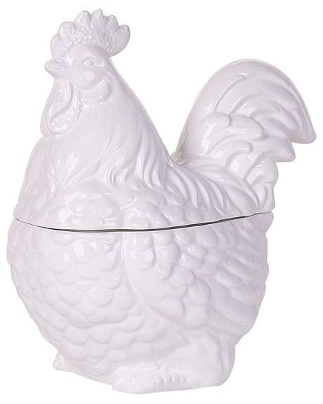 Cookie Jar White Rooster Easter Theme Handmade White Finish Food Container Holiday Beliani