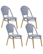 Set of 4 Garden Chairs Blue and White PE Rattan Seat Aluminium Frame Indoor Outdoor Set Beliani