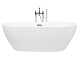 Freestanding Bath Glossy White Sanitary Acrylic Single 160 x 75 cm Oval Modern Design Beliani