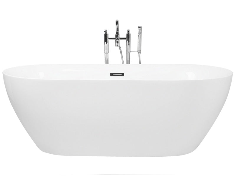 Freestanding Bath Glossy White Sanitary Acrylic Single 180 x 80 cm Oval Modern Design Beliani