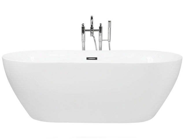 Freestanding Bath Glossy White Sanitary Acrylic Single 180 x 80 cm Oval Modern Design Beliani