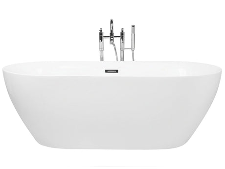 Freestanding Bath Glossy White Sanitary Acrylic Single 180 x 80 cm Oval Modern Design Beliani
