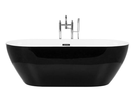 Freestanding Bath Glossy Black Sanitary Acrylic Single 150 x 75 cm Oval Modern Design Beliani