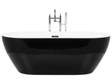 Freestanding Bath Glossy Black Sanitary Acrylic Single 160 x 75 cm Oval Modern Design Beliani