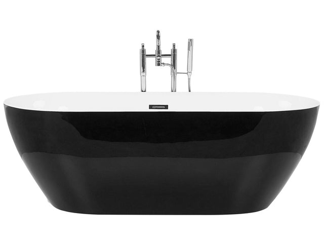 Freestanding Bath Glossy Black Sanitary Acrylic Single 180 x 80 cm Oval Modern Design Beliani