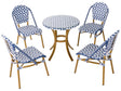 4 Seater Garden Dining Set Blue and White PE Rattan Top  70 Table and 4 Stackable Aluminium Frame   Beliani