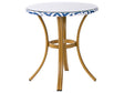 Garden Table Blue and White PE Rattan Top ø 70 cm Glass and Aluminium Frame   Beliani