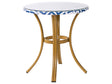 Garden Table Blue and White PE Rattan Top  70 cm Glass and Aluminium Frame   Beliani