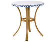 Garden Table Blue and White PE Rattan Top  70 cm Glass and Aluminium Frame   Beliani