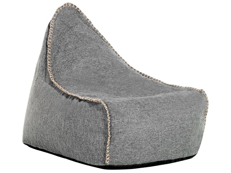 Bean Bag Grey Linen Fabric Teardrop Shape Modern Beliani
