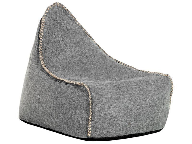 Bean Bag Grey Linen Fabric Teardrop Shape Modern Beliani