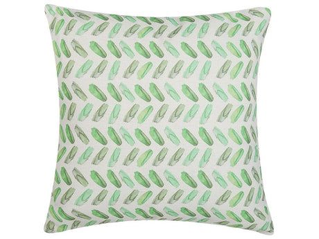 Decorative Cushion Green and White Geometric Print Square 45 x 45 cm Modern Décor Accessories Beliani